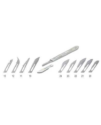 Manico lungh.140mm in acciaio inox per bisturi monouso tipo3