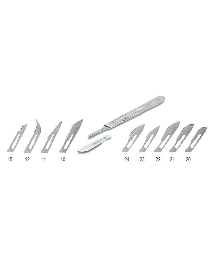 Manico lungh.140mm in acciaio inox per bisturi monouso tipo3