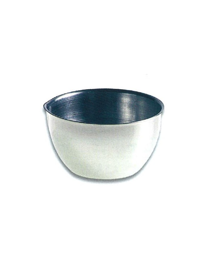 Bacinella acciaio sfer.fondo piatto c/becco 700ml d.120 h.60mm