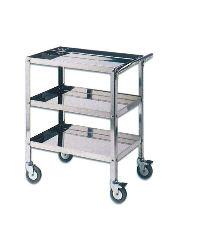 Carrello in acciaio inox 3 ripiani 60x40cm, h.90cm