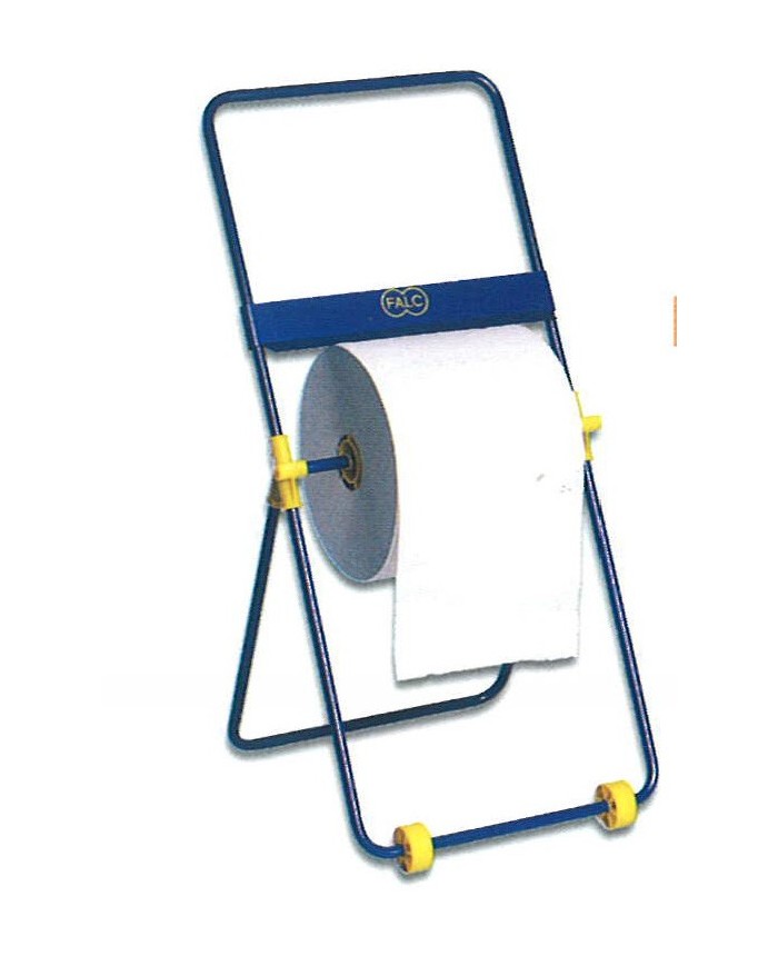 Carrello portarotoli con sistema di taglio e lama seghettata