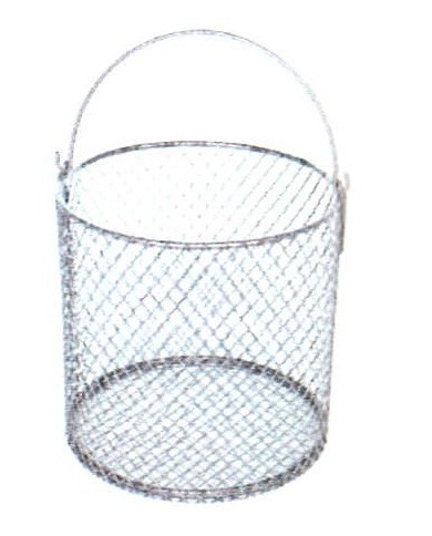 Cestello in rete di acciaio rotondo con bordi rinforzati d.160 x h.160 mm