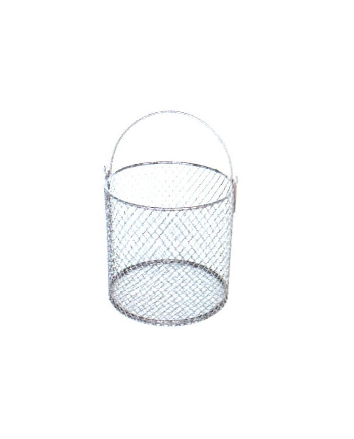 Cestello in rete di acciaio rotondo con bordi rinforzati d.160 x h.160 mm