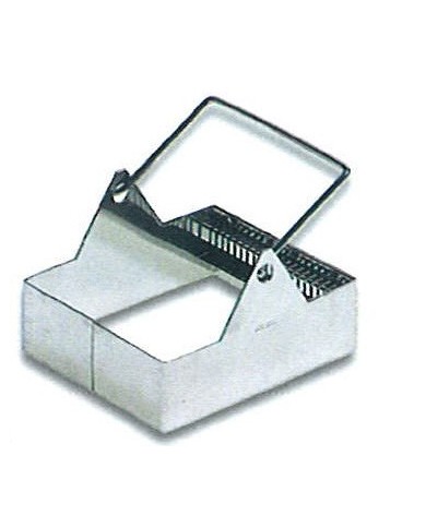 Cestello acc.inox per colorazione vetrini, manico piegh., 20posti, 64x84mm