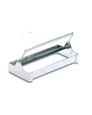 Cestello acc.inox per colorazione vetrini, manico piegh., 60posti, 185x84mm