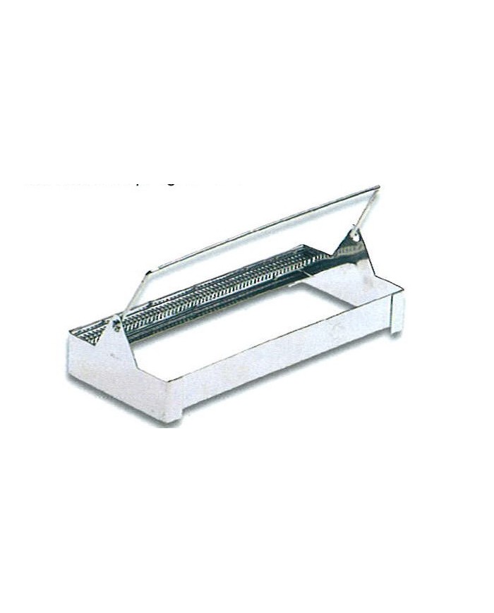 Cestello acc.inox per colorazione vetrini, manico piegh., 60posti, 185x84mm