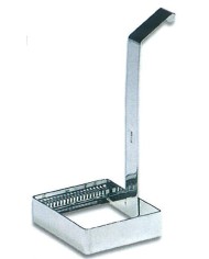 Cestello acc.inox per colorazione vetrini, manico piegh., 60posti, 185x84mm