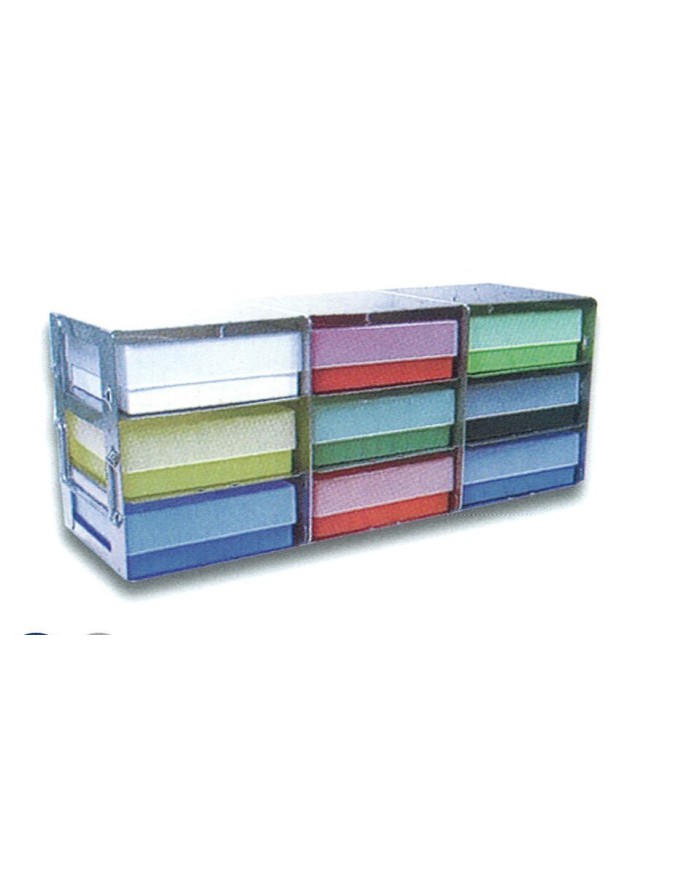 Box orizzont.in acciaio con maniglia, per 2x4contenitori h.95mm, 560x140x198mm