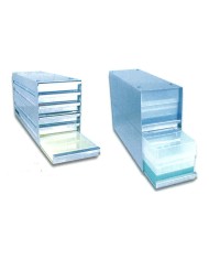 Box verticale in acciaio con maniglia, 5cassetti da 4contenitori h.54mm, 135x410x288mm