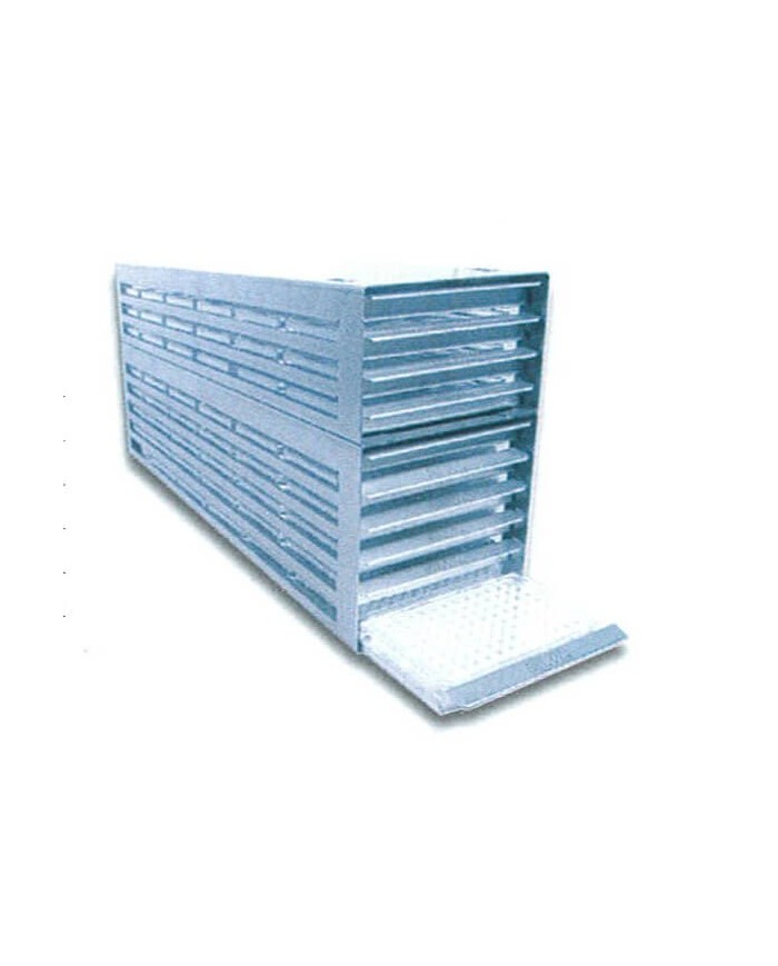 Box verticale in acciaio 9cassetti da 3contenitori h.32mm, 96x540x315mm