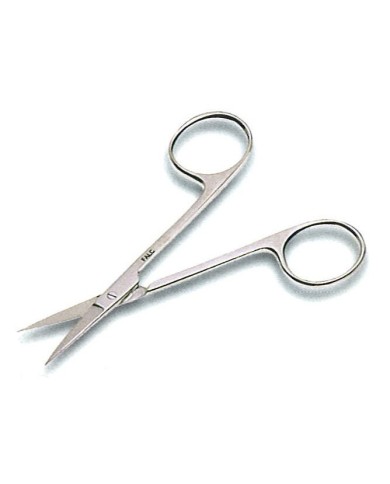 Forbici punte curve corte, gambe divaricate, in acciaio inox, lungh.100mm