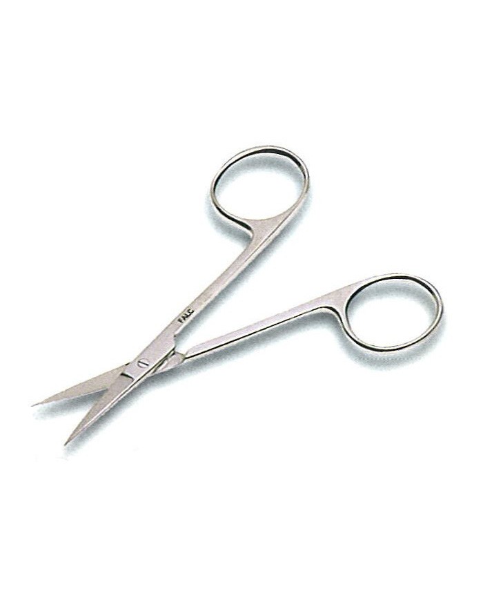 Forbici punte curve corte, gambe divaricate, in acciaio inox, lungh.120mm