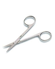 Forbici punte curve corte, gambe divaricate, in acciaio inox, lungh.120mm