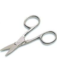 Forbici punte curve corte, gambe divaricate, in acciaio inox, lungh.120mm