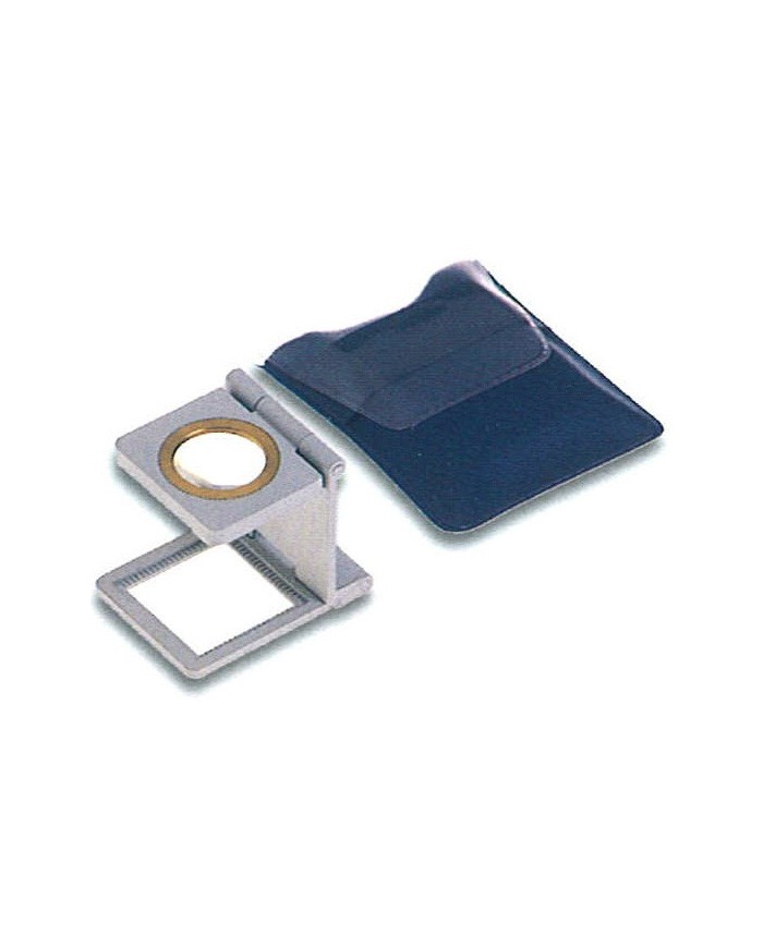 Lente di ingrandimento contafili, chiusura a libro, in ottone nichelato, 15x15mm