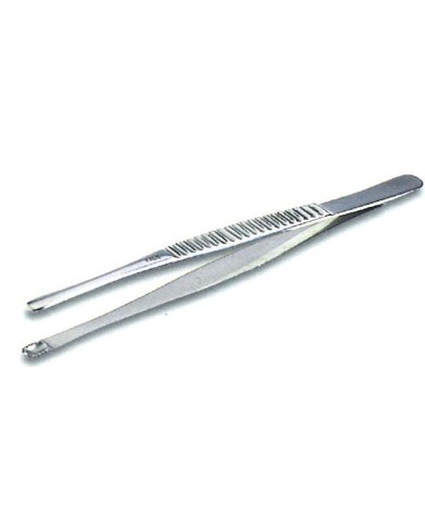 Pinzetta di Russain in acciaio inox c/punte a manina, lungh.150mm