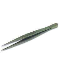 Pinzetta in acciaio inox rivest.PTFE c/punte piatte, lungh.105mm