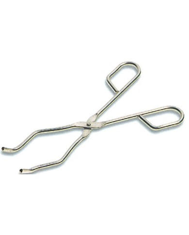 Pinza in acciaio inox doppia curvatura, punte interne zigrinate, lungh.220mm