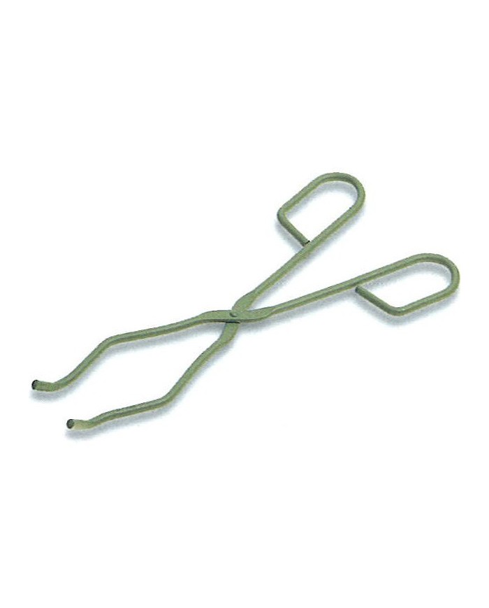 Pinza in acciaio inox doppia curvatura, punte interne zigrinate rivest.PTFE, lungh.220mm