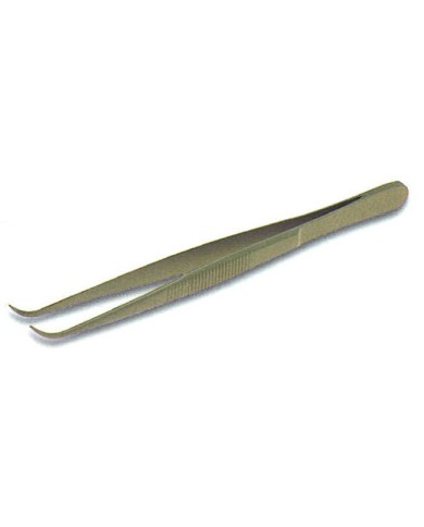 Pinzetta in acciaio inox rivest.PTFE c/punte sottili curve, lungh.140mm