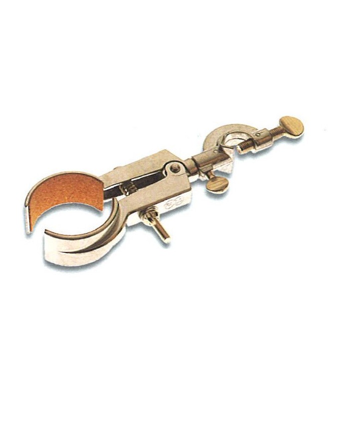 Pinza in lega con morsetto, branche tonde rivest.sughero, apert.max.40mm