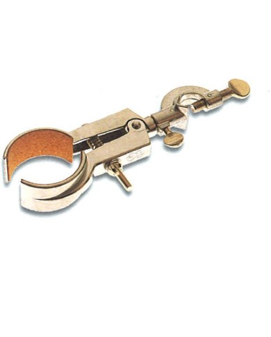 Pinza in lega con morsetto, branche tonde rivest.sughero, apert.max.50mm