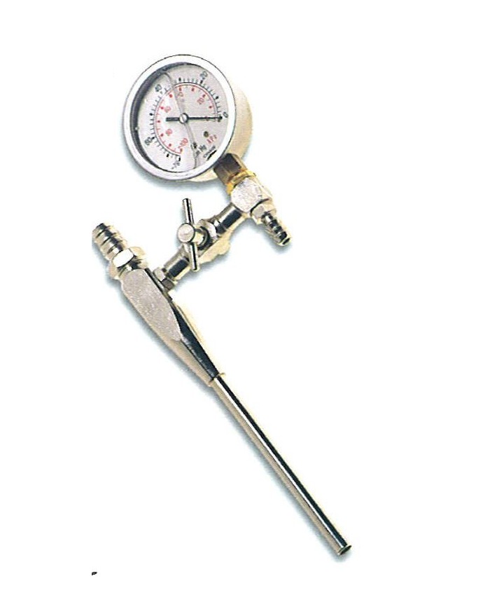 Pompa da vuoto a getto d'acqua in ottone c/manometro, c/attacco a portagomma