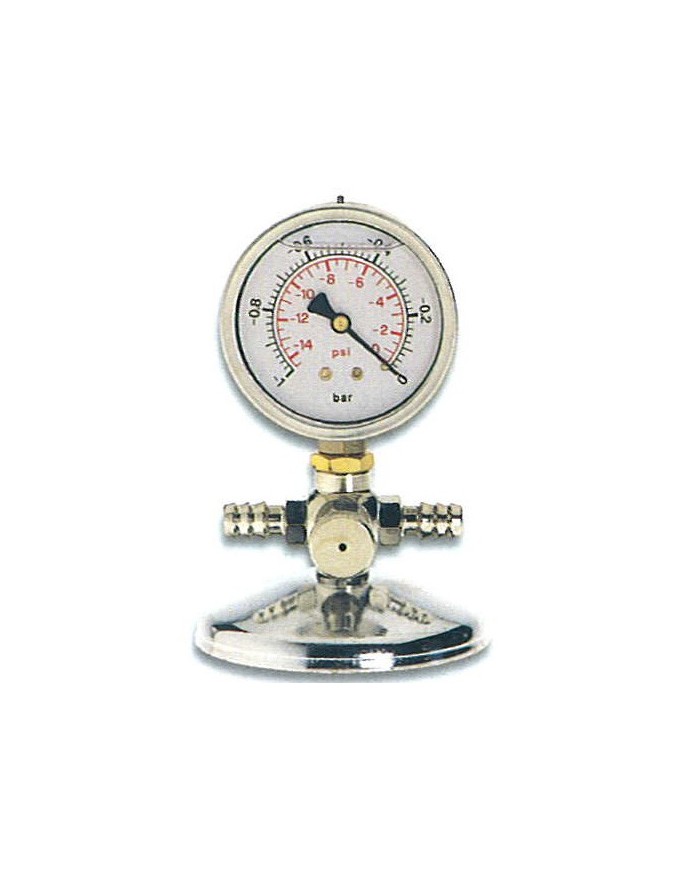 Manometro vuotometro in ottone c/attacchi a portagomma d.10mm