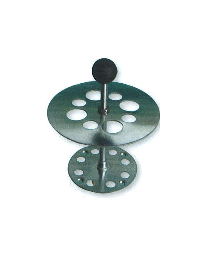 Portaprovette alluminio circolare, 4 fori d.13mm + 4 fori d.18mm