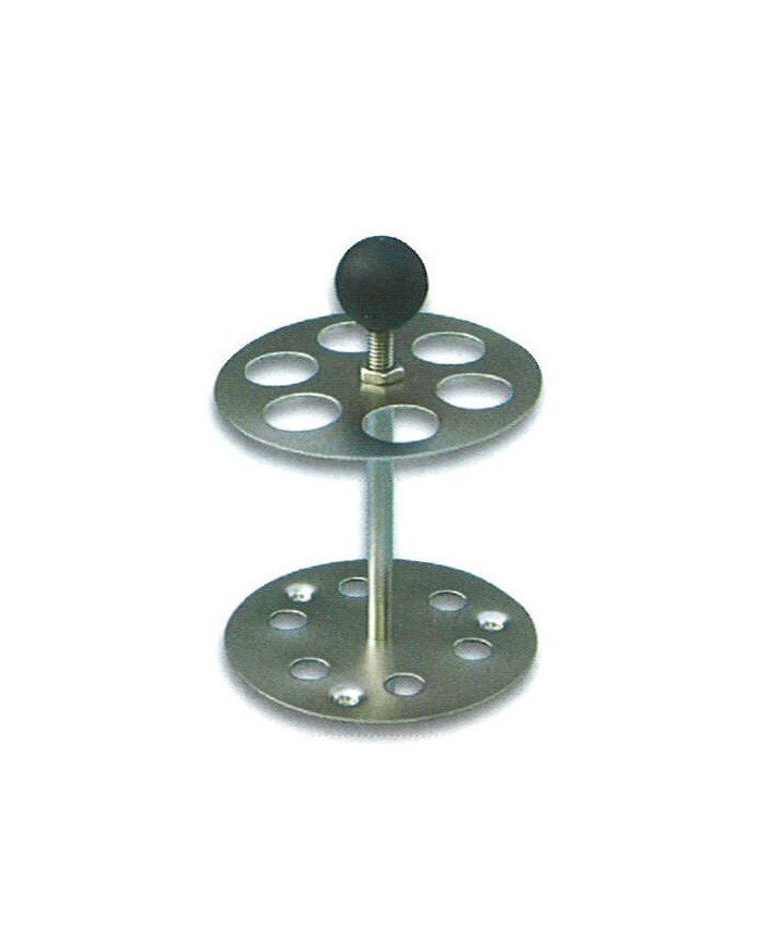 Portaprovette alluminio circolare, 6 fori d.18mm