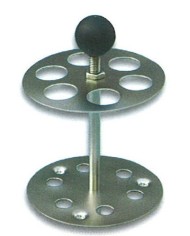 Portaprovette alluminio circolare, 4 fori d.13mm + 4 fori d.18mm