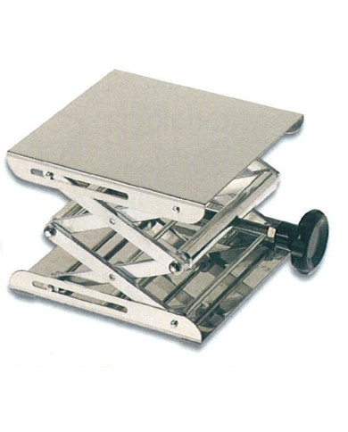 Tavolino regolabile in altezza, piano appoggio in acciaio 200x200mm