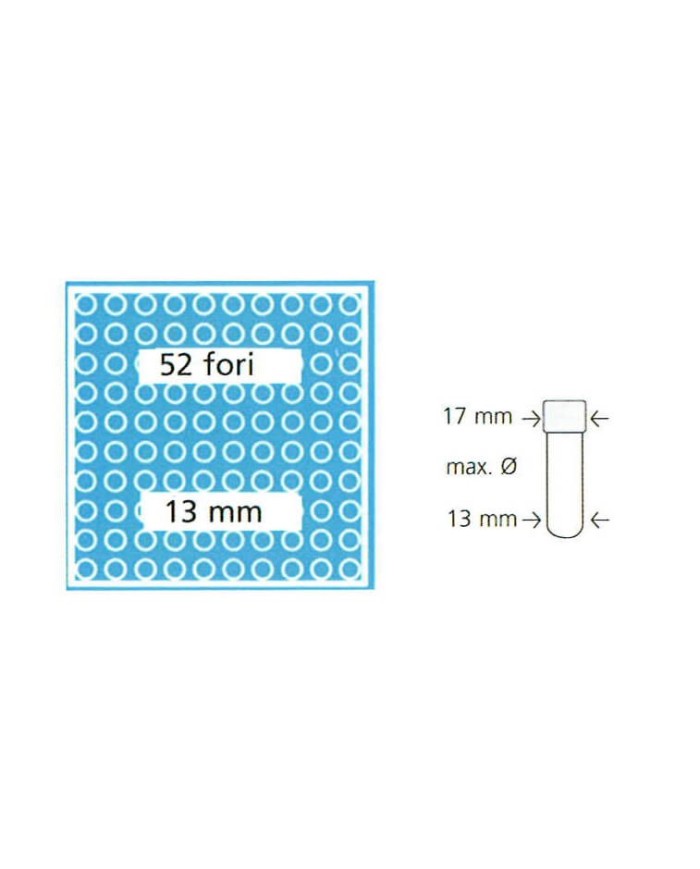 Contenitore h.95mm, 52posti d.13 mm, coperchio e scatola neri