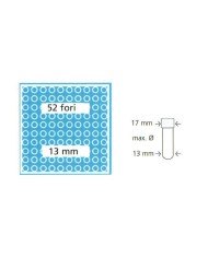 Contenitore h.125mm, 52posti d.13 mm, coperchio e scatola neri