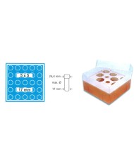 Contenit. h.125mm, 25posti d.17mm, coperchio trasp.,scatola blu