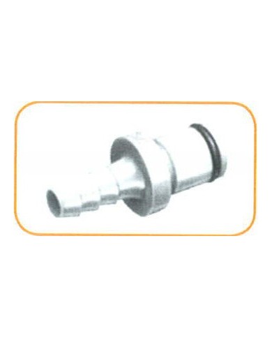 Raccordo PLC maschio, portagomma in poliprop. con valvola, 6,5mm