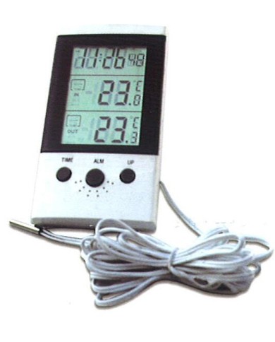 Termometro multifunzione da parete/tavolo, temp.int.-20+60¡C, est.-50+70¡C