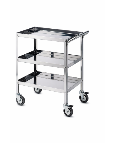 Carrello in acciaio inox 3 ripiani 70x50cm, h.90cm