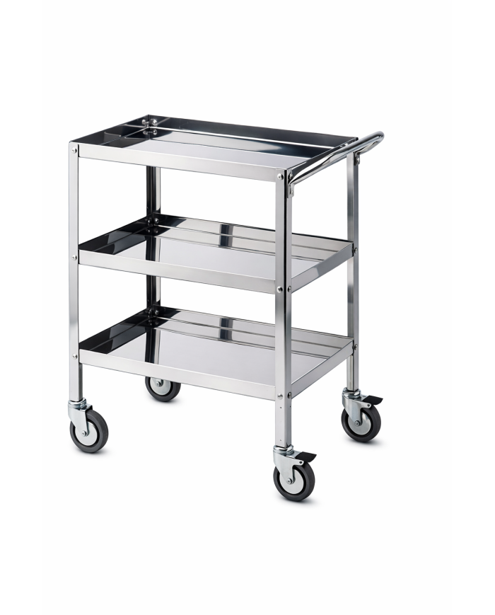 Carrello in acciaio inox 3 ripiani 70x50cm, h.90cm