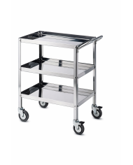 Carrello in acciaio inox 3 ripiani 90x60cm, h.90cm